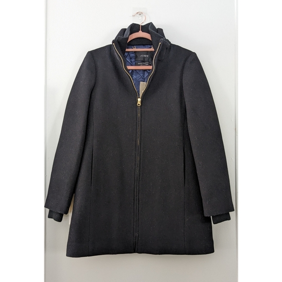 NWT J.Crew Black Lodge Italian Wool Silk Lined Jacket SZ 4 - Picture 2 of 8